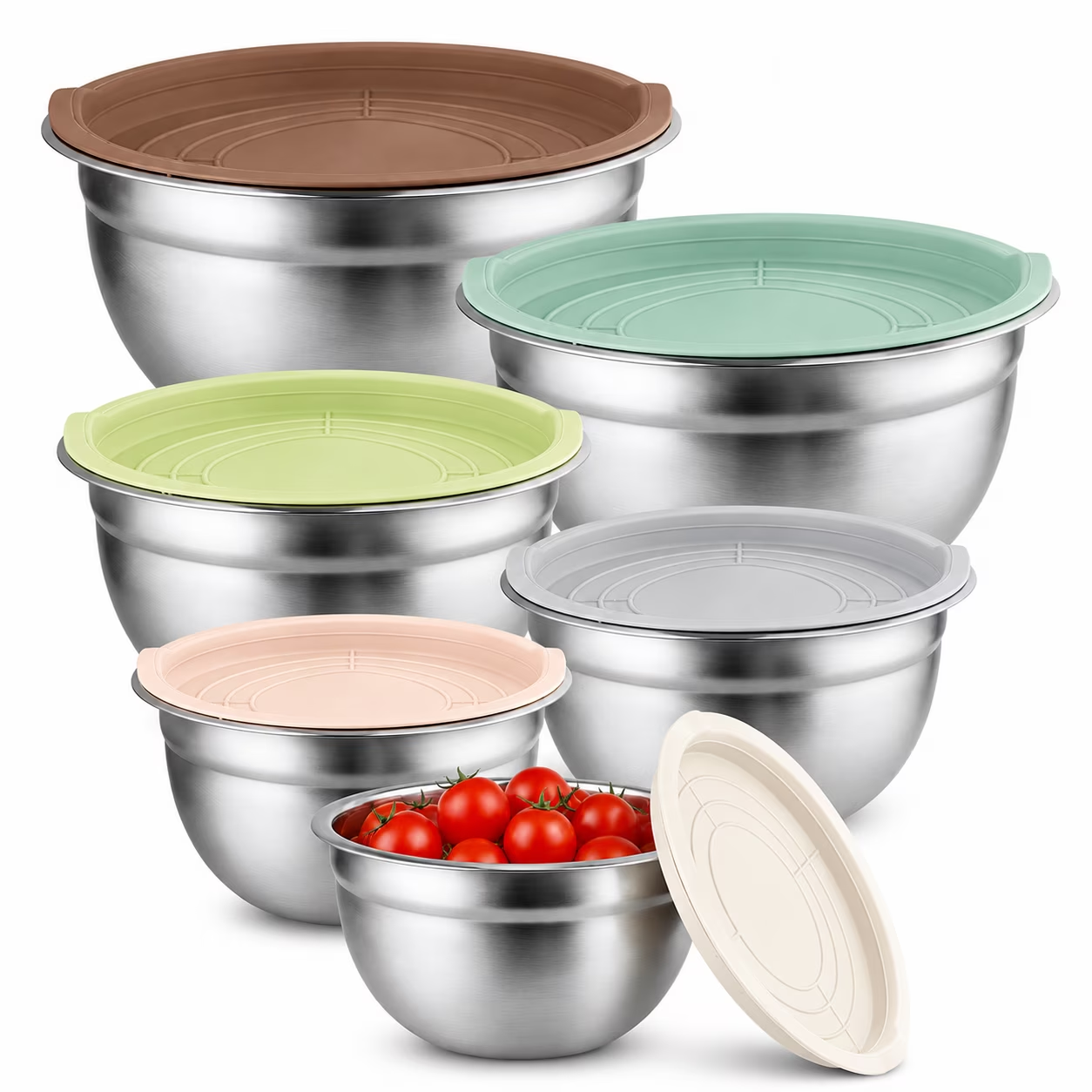 NULAS 6-Piece Stainless Steel Mixing Bowl Set with Lids