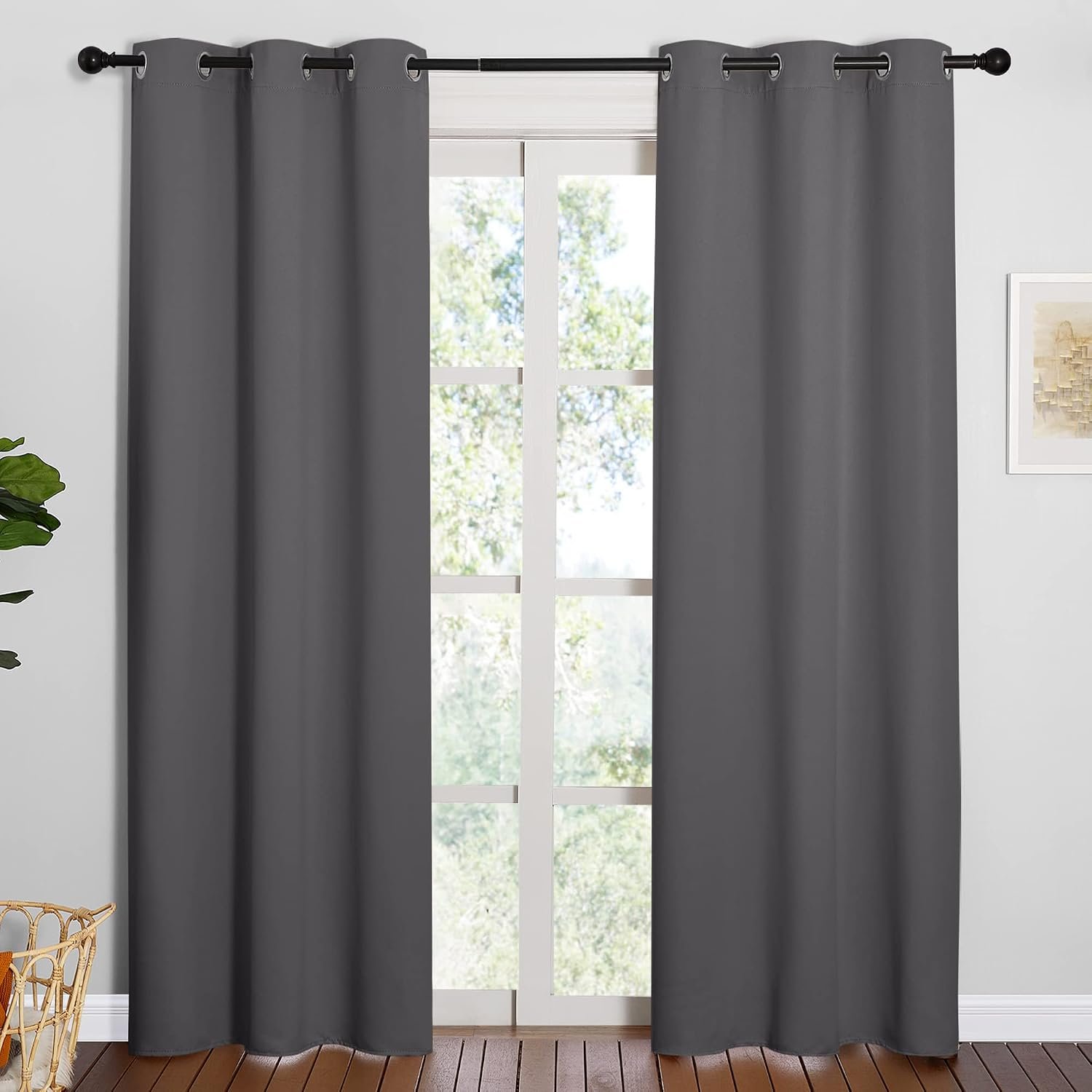 NICETOWN Noise Reducing Blackout Curtains, 2 Panels, 42 x 84-inch, Grey