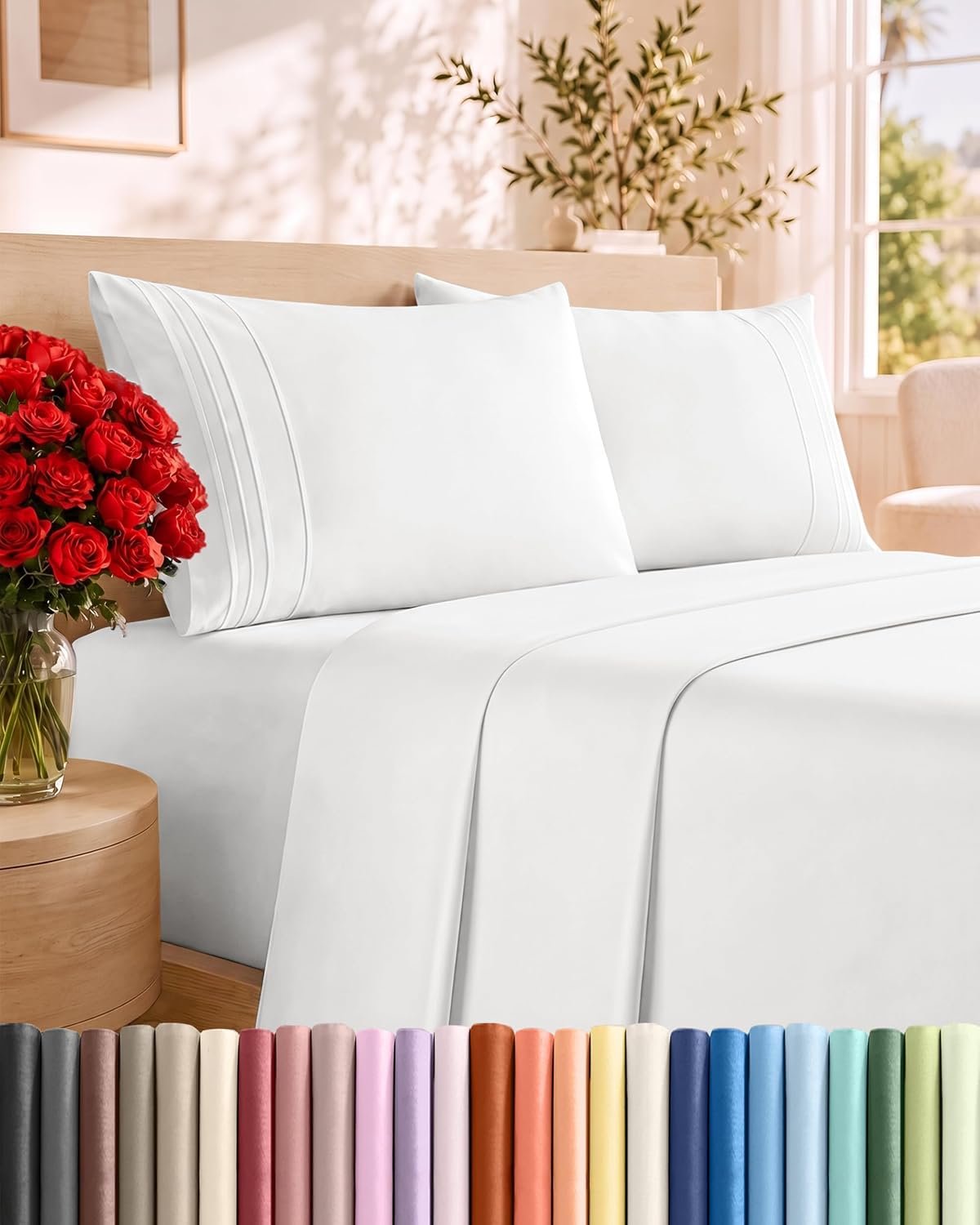 CGK Linens King Size 4 Piece Sheet Set, Comfy Breathable Cooling Sheets