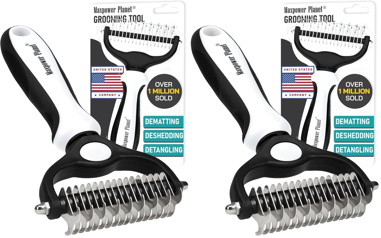 Maxpower Planet Pet Grooming Brush - Double-Sided Undercoat Rake for Dogs and Cats...