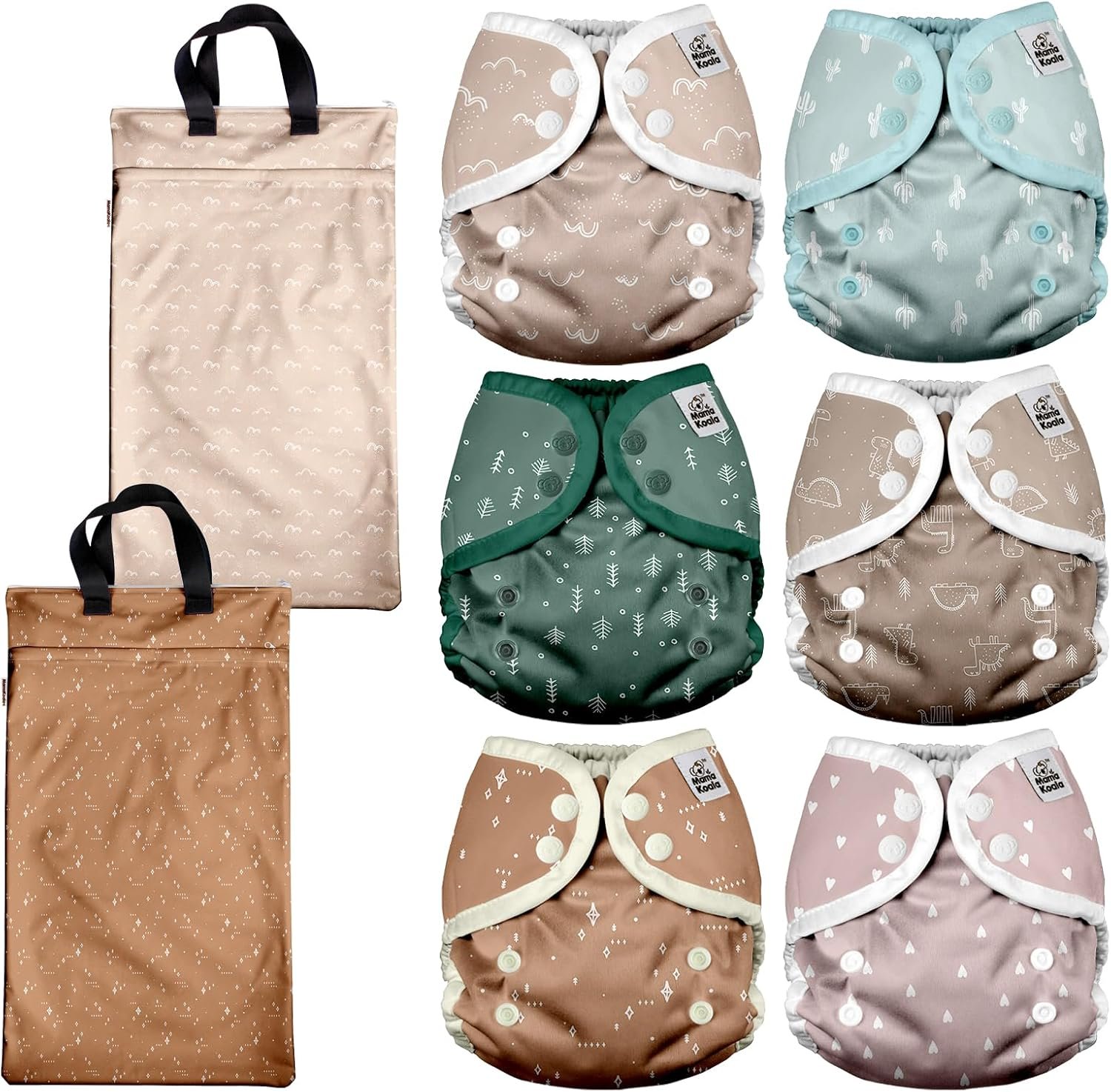 Mama Koala Reusable Adjustable Cloth Diaper Covers Size S,with 2 Pack Waterproof H...