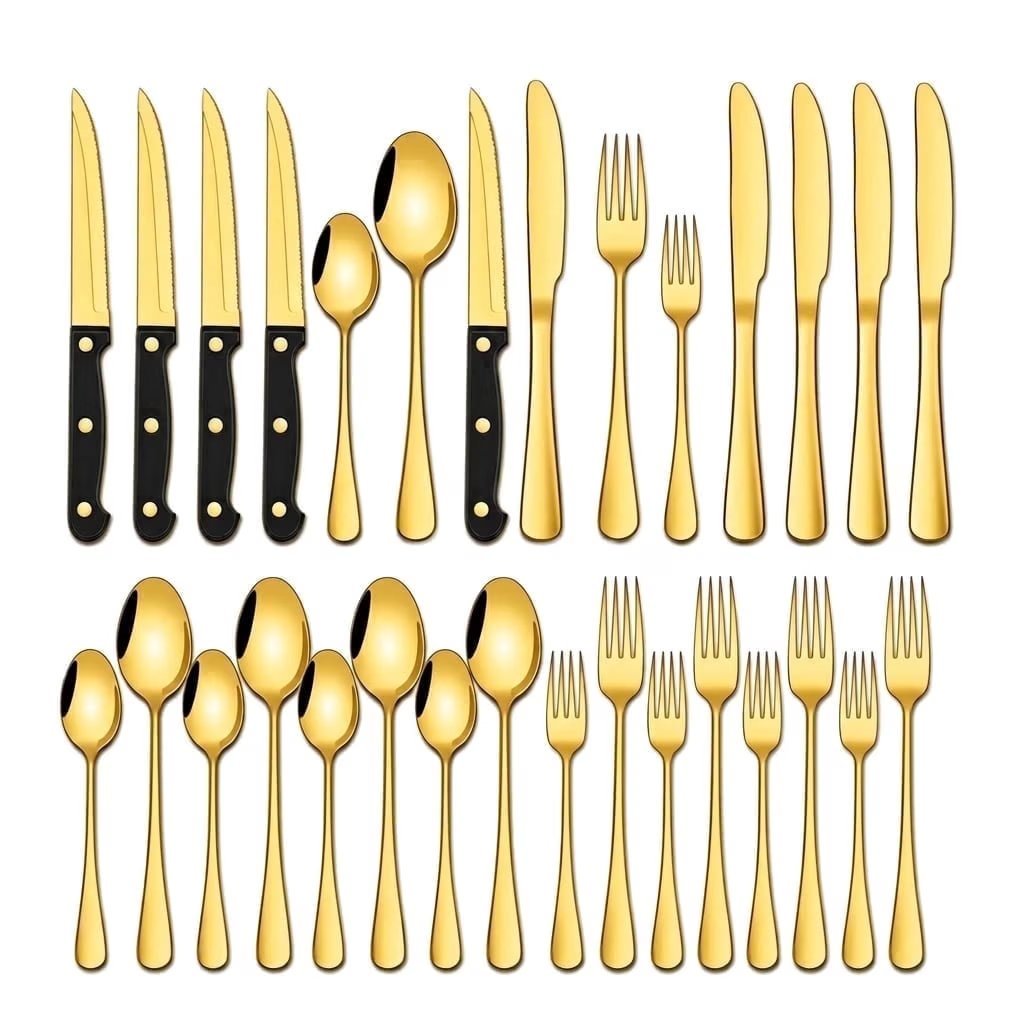 NULAS 24-Piece Gold Silverware Set