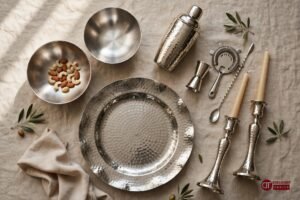 Nambe discount code 2026: premium alloy serveware and barware flat lay
